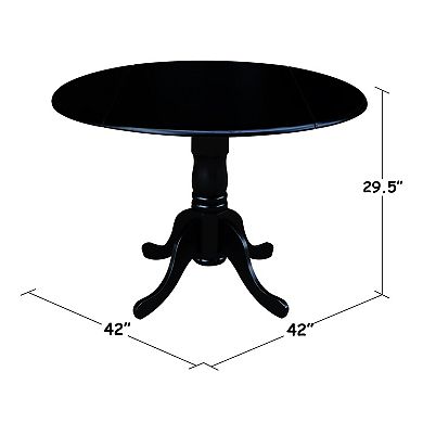 International Concepts 42" Round Dual Drop Leaf Pedestal Table - Hickory/Stone