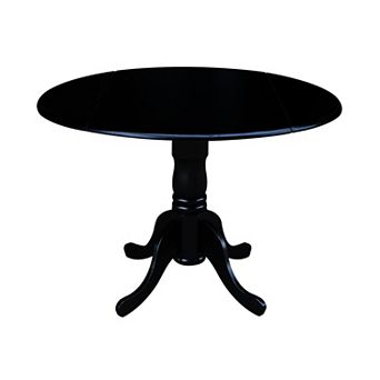 International Concepts 42" Round Dual Drop Leaf Pedestal Table - Hickory/Stone