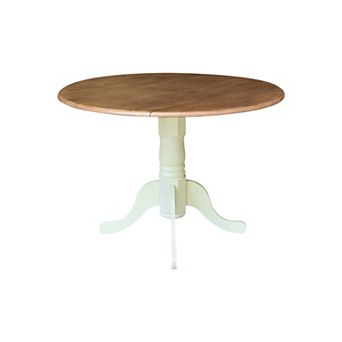International Concepts 42" Round Dual Drop Leaf Pedestal Table - Hickory/Stone