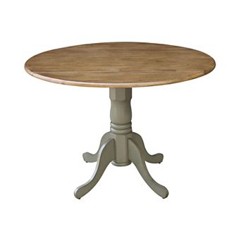 International Concepts 42" Round Dual Drop Leaf Pedestal Table - Hickory/Stone