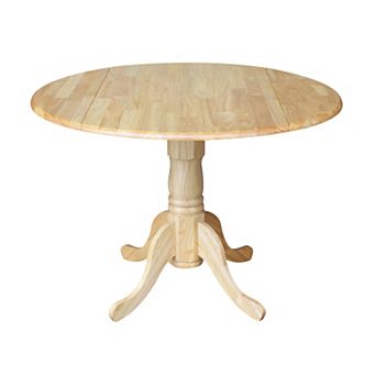 International Concepts 42" Round Dual Drop Leaf Pedestal Table - Hickory/Stone