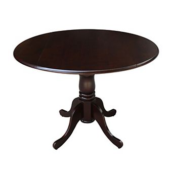 International Concepts 42" Round Dual Drop Leaf Pedestal Table - Hickory/Stone