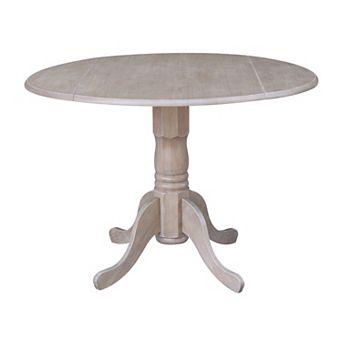 International Concepts 42" Round Dual Drop Leaf Pedestal Table - Hickory/Stone