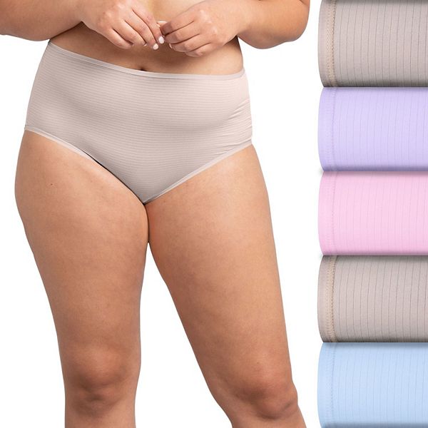 Fruit of the Loom Women's Breathable Cooling Stripes Brief Underwear, 6 Pack