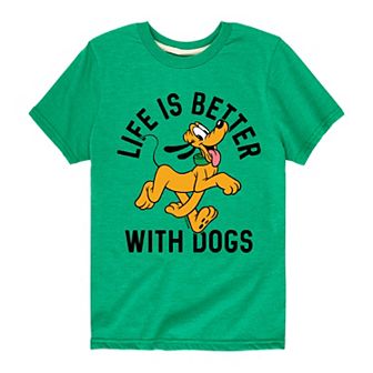 Disney's Mickey Mouse & Friends Pluto Boys 8-20 Life Is Better Dogs Graphic Tee