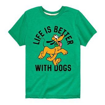 Disney's Mickey Mouse & Friends Pluto Boys 8-20 Life Is Better Dogs Graphic Tee
