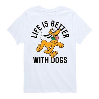Disney's Mickey Mouse & Friends Pluto Boys 8-20 Life Is Better Dogs Graphic Tee