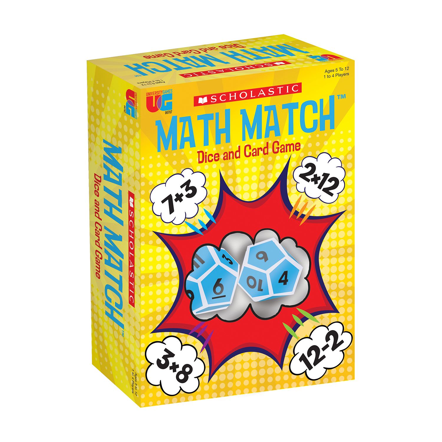 Детская карточная игра University Games Scholastic - Math Match Dice and Card Game — фото 1