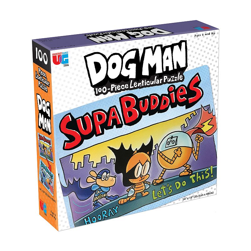 University Games Dog Man Supa Buddies Lenticular Jigsaw Puzzle: 100 Pcs, Mu