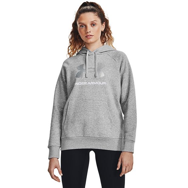 Under Armour Cold Gear Hoodie Women's Small Logo Fleece Gray Ghost NEW