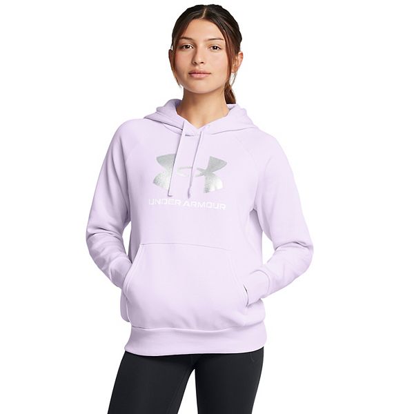 Women's Under Armour Rival Fleece Big Glitter Logo Hoodie - Salt Purple (SMALL)