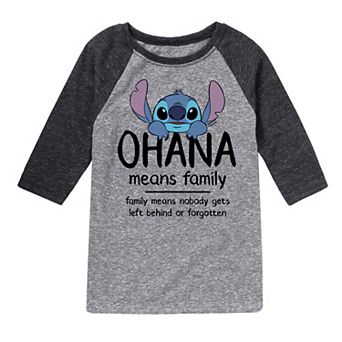 Disney's Lilo & Stitch Boys 8-20 Ohana Family Raglan Tee
