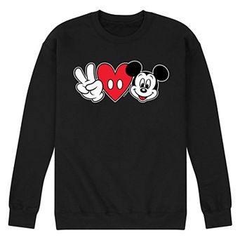 Disney's Mickey Mouse Men's Peace Love Mickey Fleece Sweatshirt