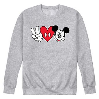 Disney's Mickey Mouse Men's Peace Love Mickey Fleece Sweatshirt