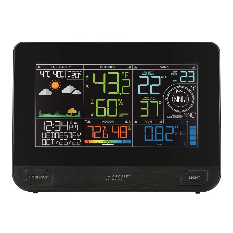 La Crosse Technology Wi-Fi Professional Weather Center with Remote Monitoring, Black