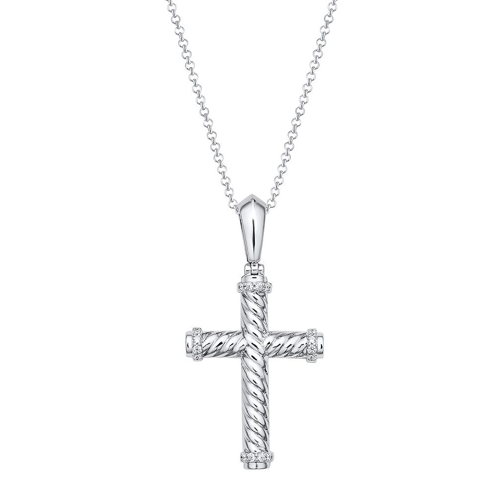 Irena Park Sterling Silver 1/5 Carat T.W. Diamond Cross Pendant