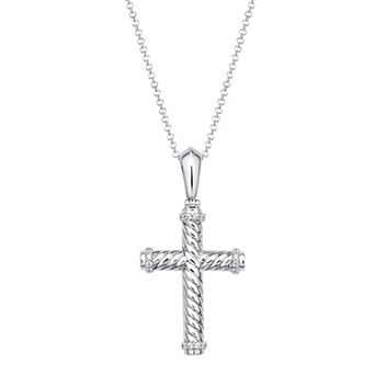 Irena Park Sterling Silver 1/5 Carat T.W. Diamond Cross Pendant Necklace
