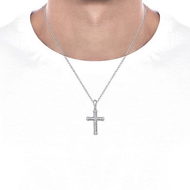 Irena Park Sterling Silver 1/5 Carat T.W. Diamond Cross Pendant Necklace