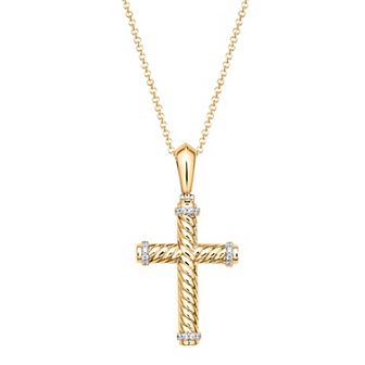 Irena Park Sterling Silver 1/5 Carat T.W. Diamond Cross Pendant Necklace