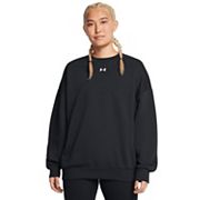 Under Armour Womens UA Rival Fleece Mesh Crew Sweatshirt Black XL