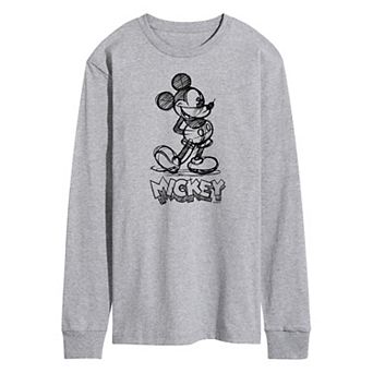 Disney's Mickey Mouse Men's Sketch Long Sleeve Graphic Tee