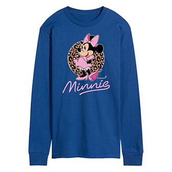 Disney's Minnie Mouse Men's Leopard Long Sleeve Graphic Tee