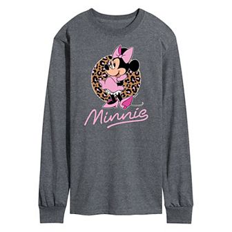 Disney's Minnie Mouse Men's Leopard Long Sleeve Graphic Tee