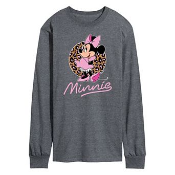 Disney's Minnie Mouse Men's Leopard Long Sleeve Graphic Tee