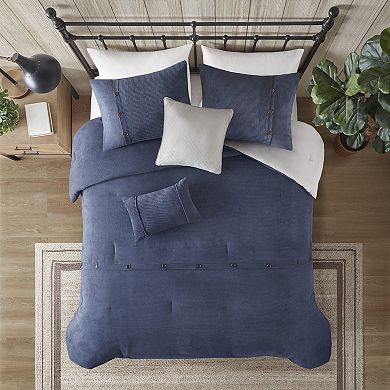 Madison Park Lennox Antimicrobial 5-Piece Corduroy Comforter Set with Pillows