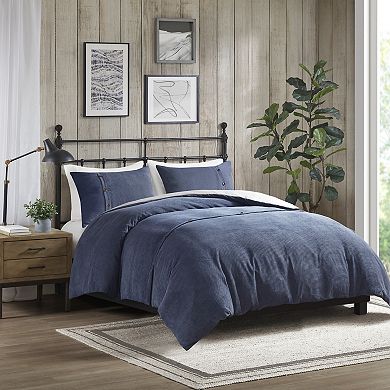 Madison Park Lennox Antimicrobial 3-Piece Corduroy Duvet Cover Set with Shams