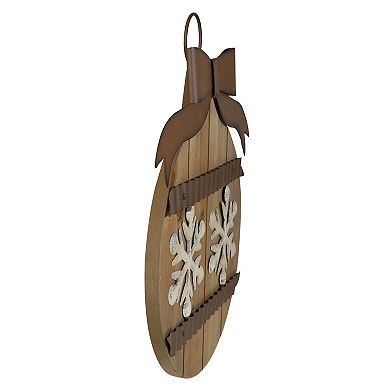 16" Rustic Brown Snowflakes Christmas Ornament Wall Sign