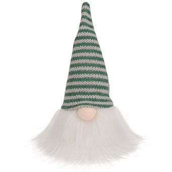 5.5" Green and White Striped Knit Gnome Christmas Figure