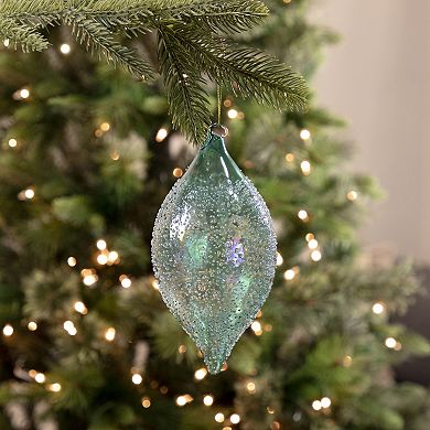 7" Transparent Blue Textured Glass Finial Christmas Ornament