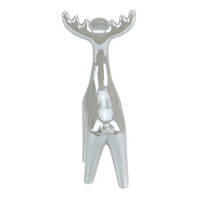7" Gray Ceramic Reindeer Christmas Figure