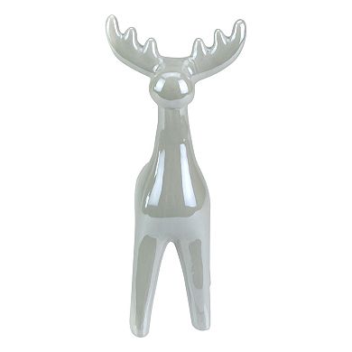 7" Gray Ceramic Reindeer Christmas Figure
