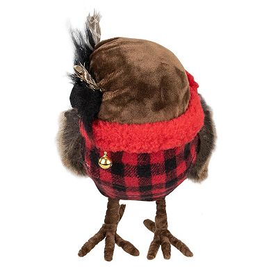 10" Owl with Buffalo Plaid Christmas Figure
