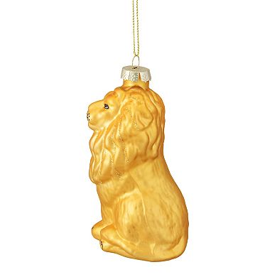 4.25" Yellow and Gold Glass Lion Christmas Ornament