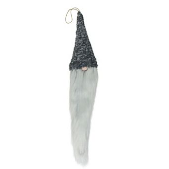 34" Gray and White Hanging Gnome Hat Christmas Decoration