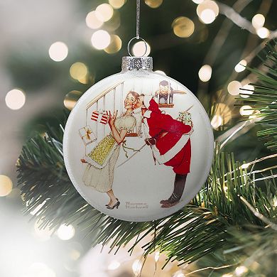 3" Norman Rockwell 'Christmas Surprise' Glass Disc Ornament