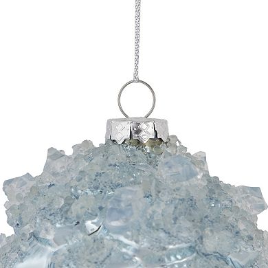 4.75" Blue Icy Pine Cone Glass Christmas Ornament