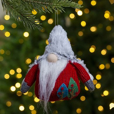 6" Plush Red and Gray Stuffed Christmas Gnome