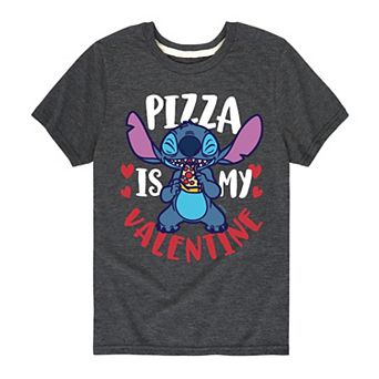 Disney's Lilo & Stitch Boys 8-20 Pizza Valentine Graphic Tee