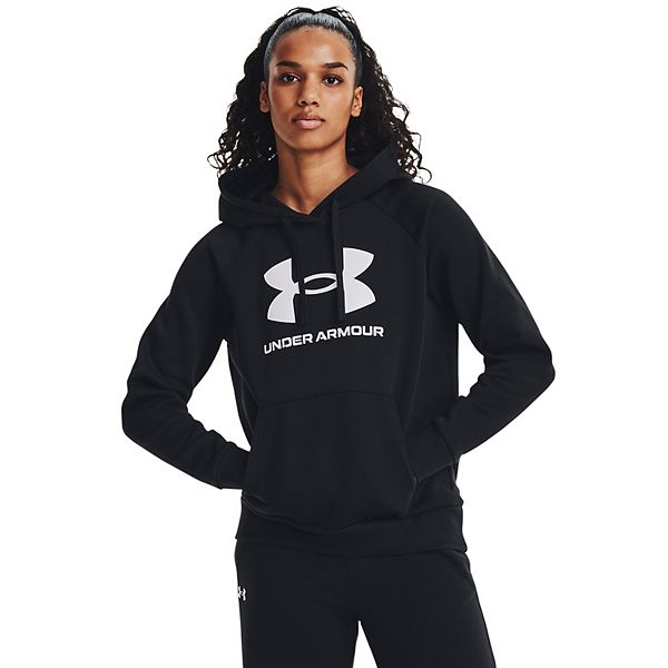 Women's Under Armour Rival Fleece Big Logo Hoodie - Black White (X LARGE)