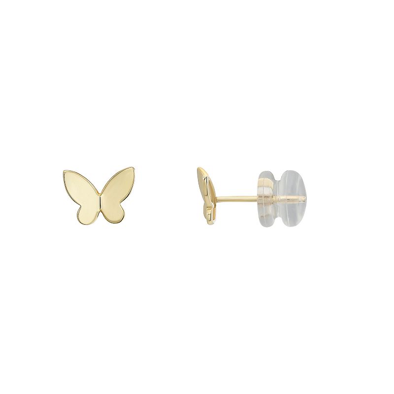 Charming Girl 14k Gold Butterfly Stud Earrings, Girls, Multicolor