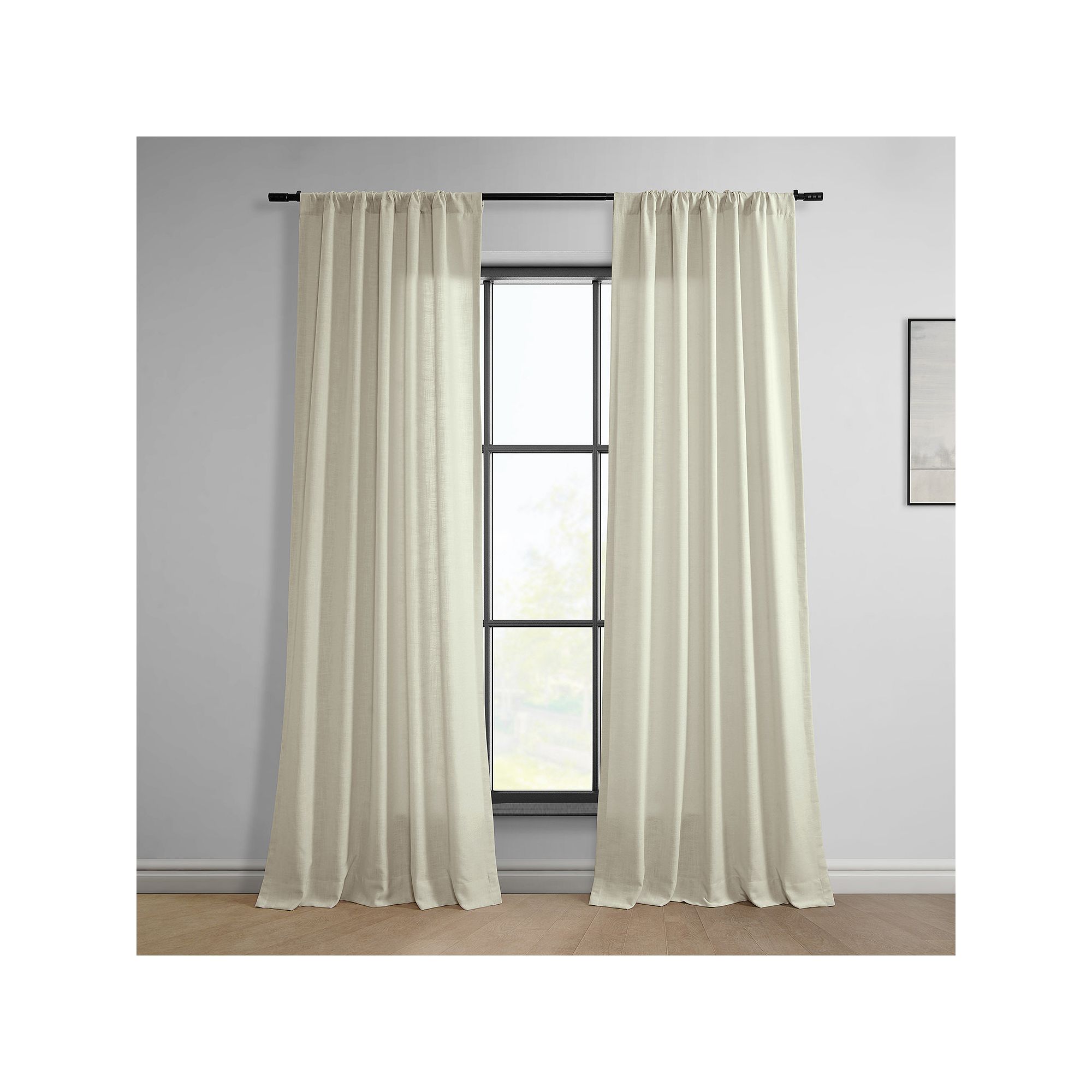 EFF Classic Faux Linen Light Filtering Window Curtain Panel