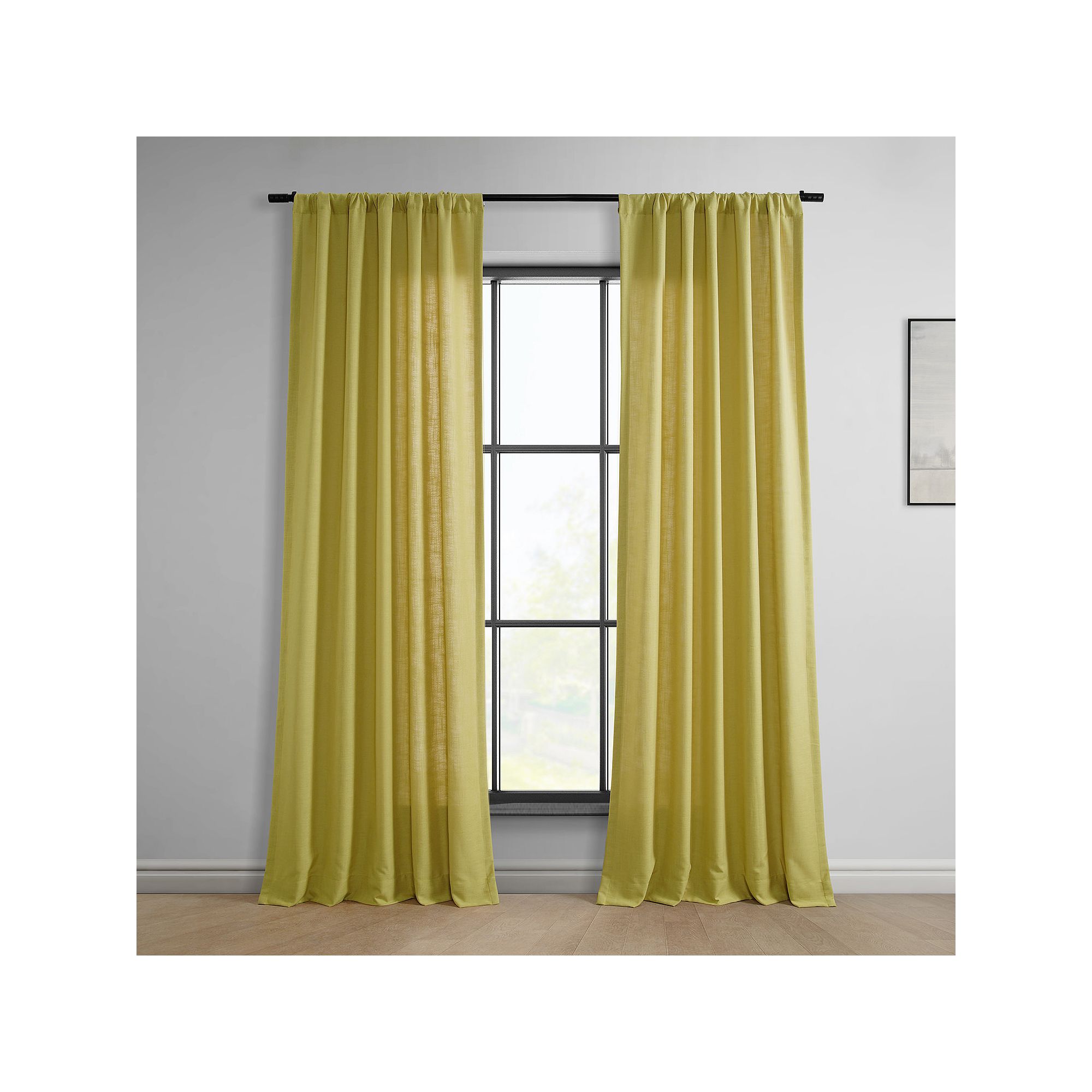 EFF Classic Faux Linen Light Filtering Window Curtain Panel, Brown