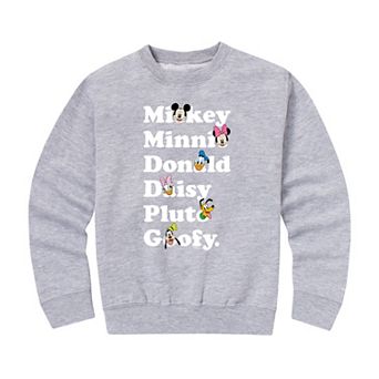 Disney's Boys 8-20 Characters Name List Fleece Sweatshirt