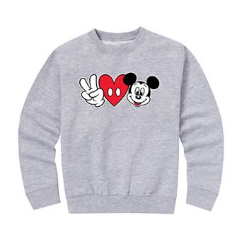 Disney's Mickey Mouse Boys 8-20 Peace Love Mickey Crew Fleece Sweatshirt