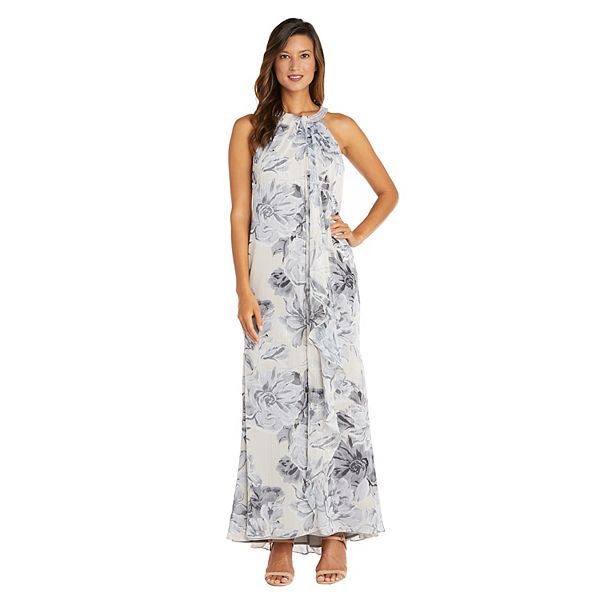 Women's R&M Richards Floral Chiffon Halter Maxi Dress