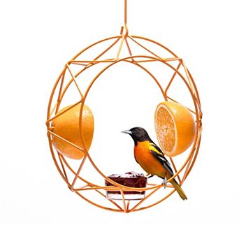 Mekkapro Sun Baltimore Oriole Feeder For Outdoors, Jelly And Orange Metal Bird Feeder